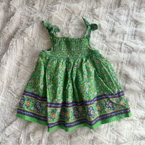 Ralph Lauren Green Smocked Floral Dress